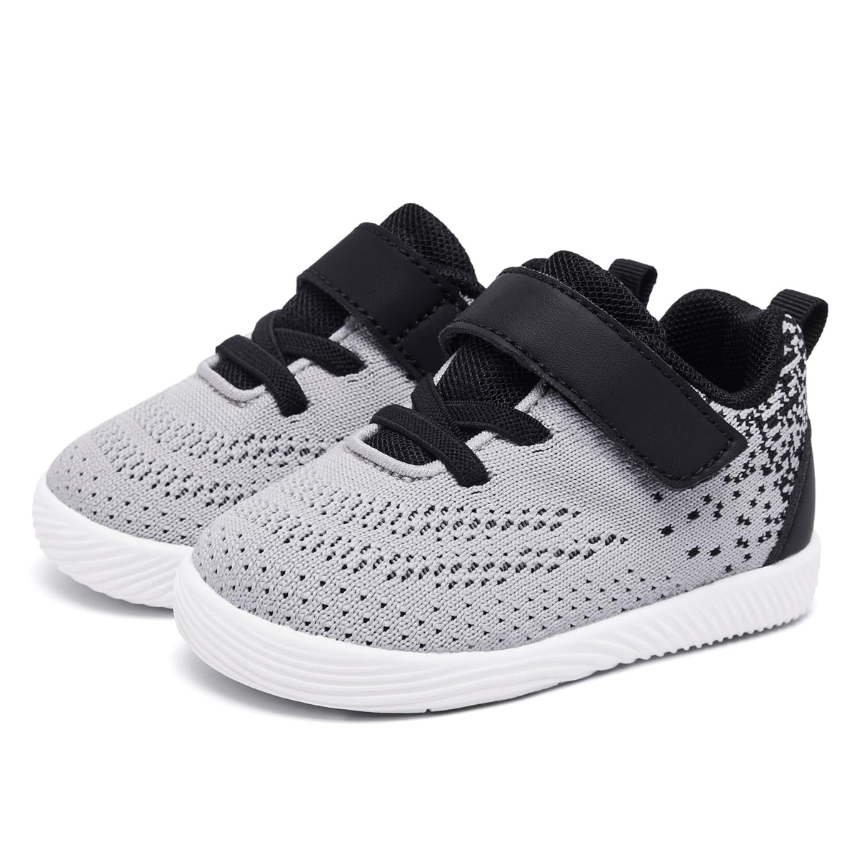 MORENDL Toddler Sneakers Baby Boys & Girls Barefoot Shoes Lightweight Breathable Walking Running Tennis Athletic Sport Shoes Grey 9-12Months