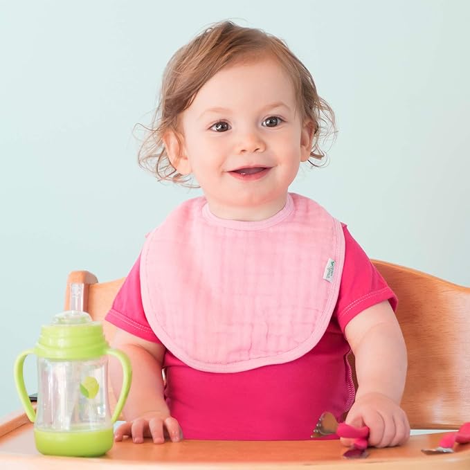 green sprouts Absorbent Organic Cotton Muslin Bibs, 0-12mo Hypoallergenic, STANDARD 100 by OEKO-TEX Certified, Tested for Hormones