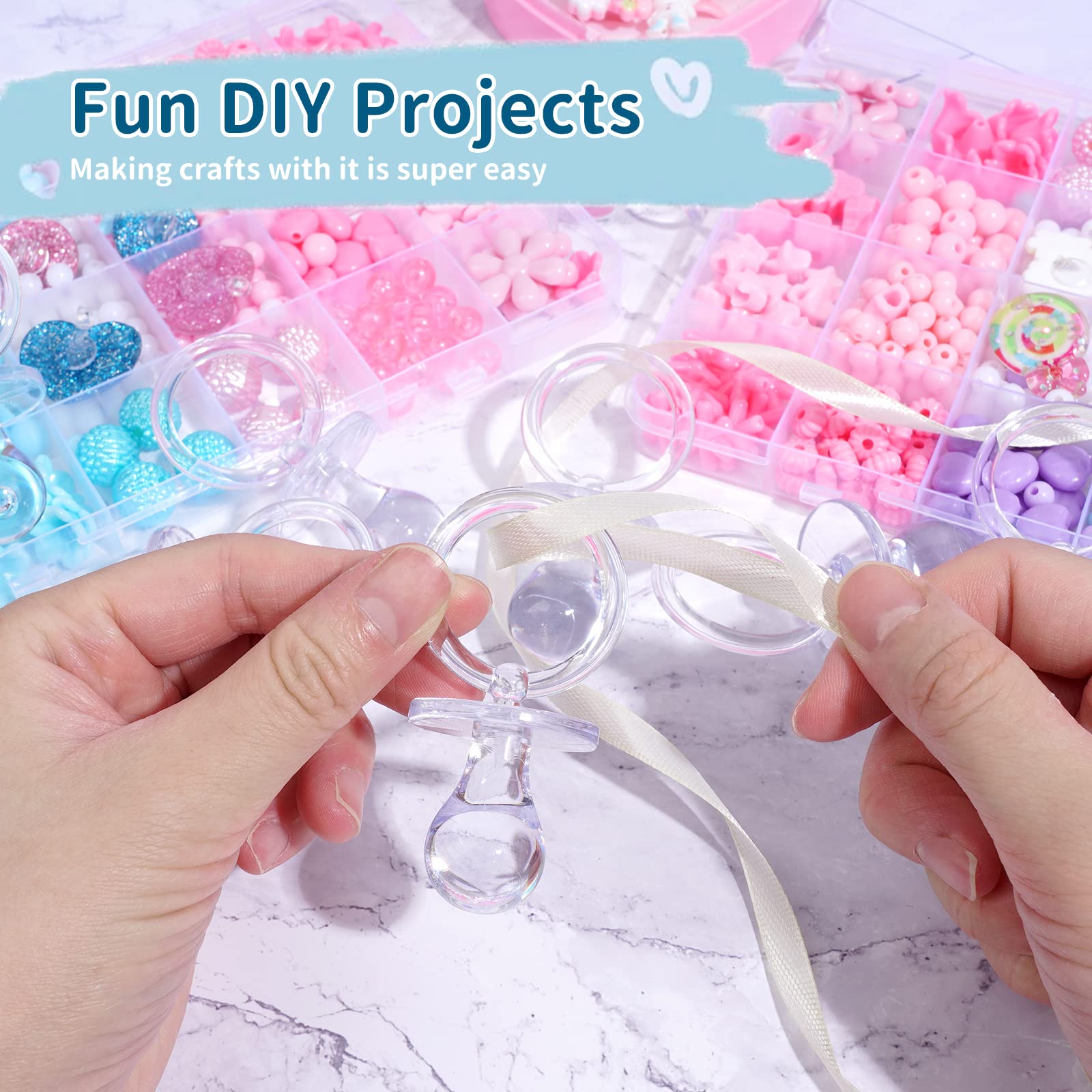 72 Pcs Baby Shower Pacifiers, 2.75’’ Plastic Pacifiers for Baby Shower Game, Baby Shower Decoration DIY, Gender Reveal Party Table Scatter/Baby Shower Party Favors, Clear Pacifiers for Baby Shower