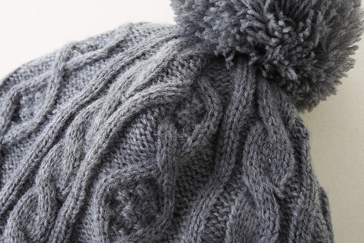 LMLALML Toddler Winter Hat - Kids Knit Warm Fleece Lined Beanie with Pom