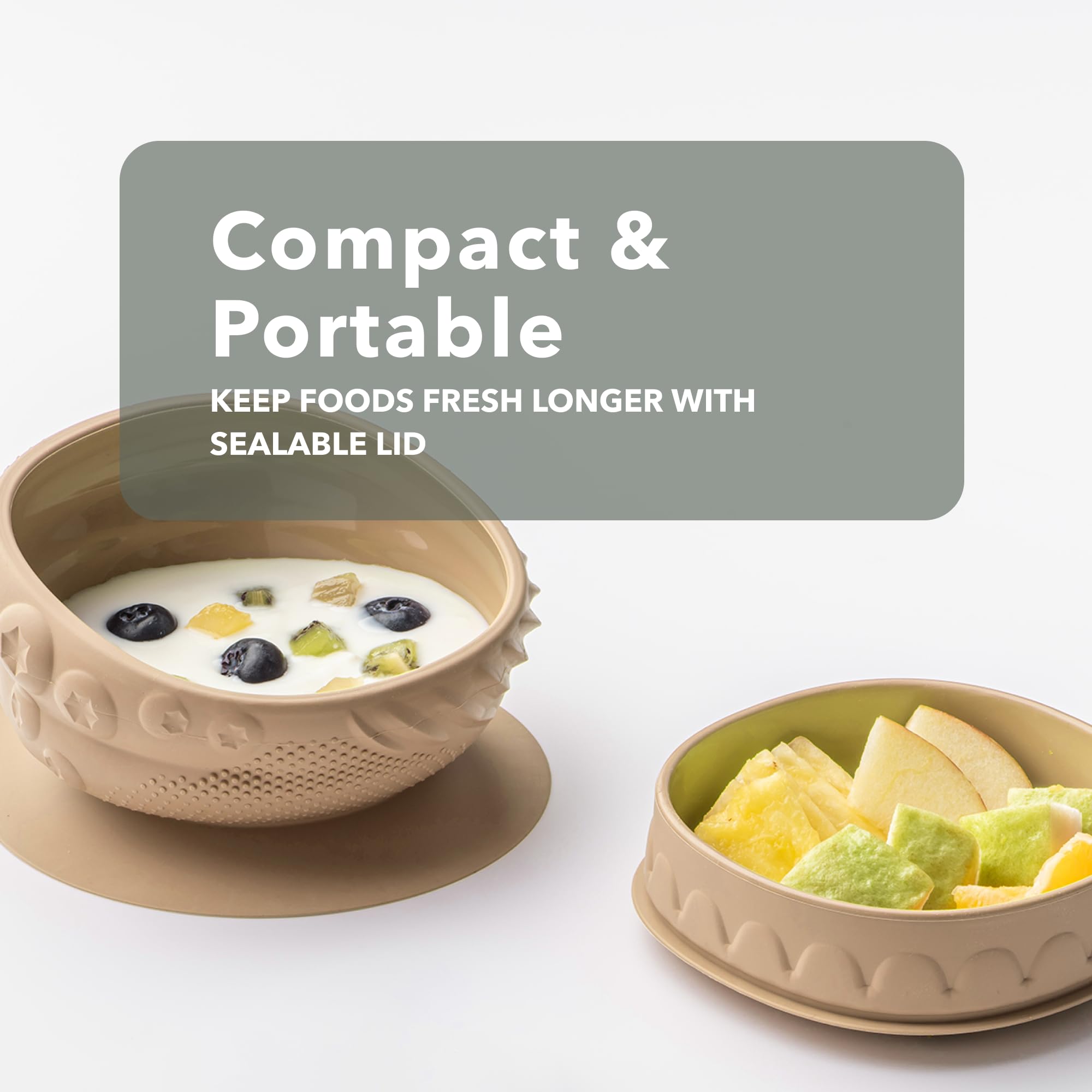 Miniware Sensory Baby Bowl - Almond Butter - Silicone Bowls for baby to Combine Mealtime with Sensory Development - 100% Food Grade Silicone Baby Bowls - BPA Free, Non-Toxic Todddler Bowls