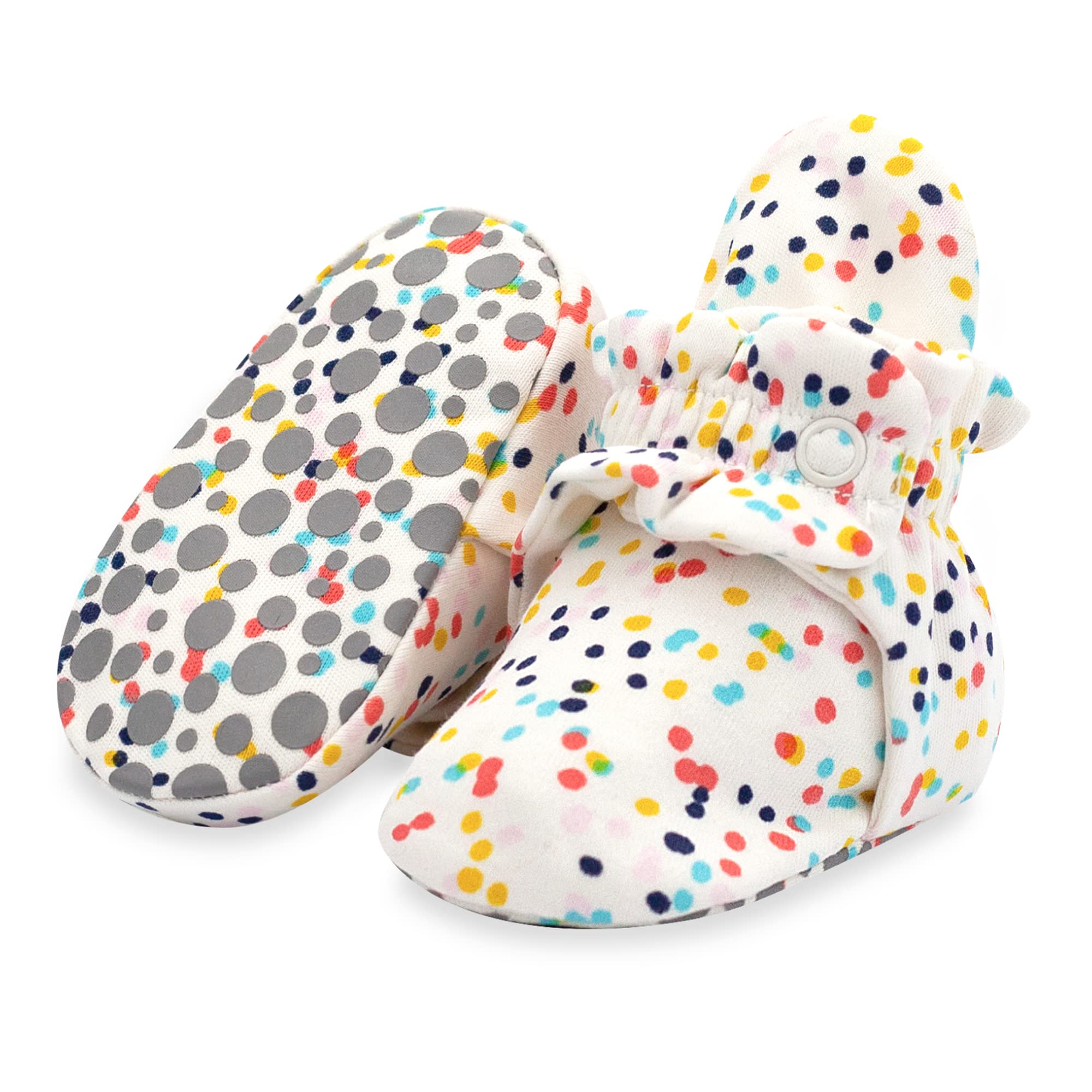 Zutano Unisex Organic Cotton Baby Booties With Gripper Soles, Confetti, 12M