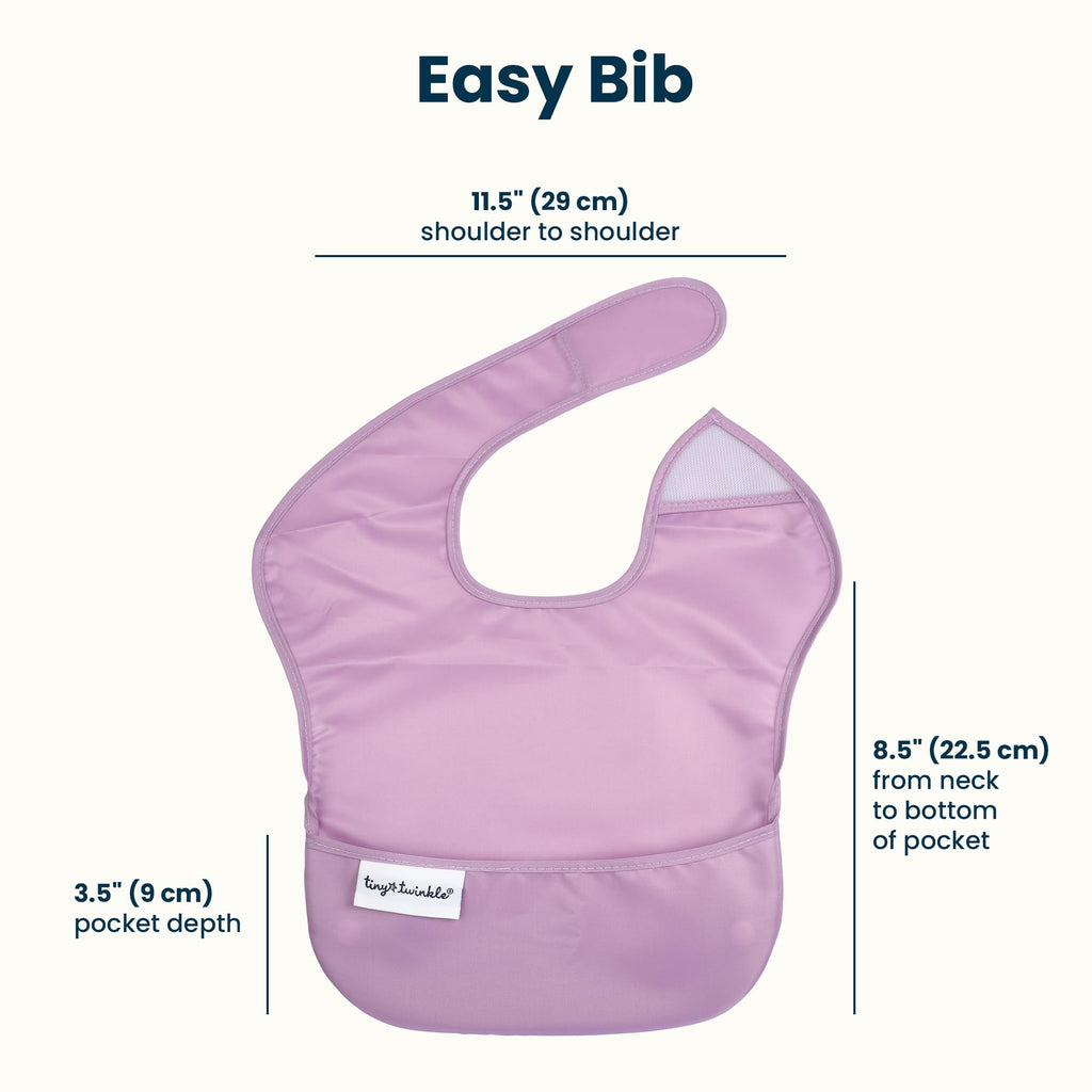 Tiny Twinkle Mess-Proof Baby Bibs for Eating | Waterproof, Wipeable Toddler Bibs with Catch-All Pocket | Feeding Bibs for Girls & Boys(3 Pack,Butterfly)