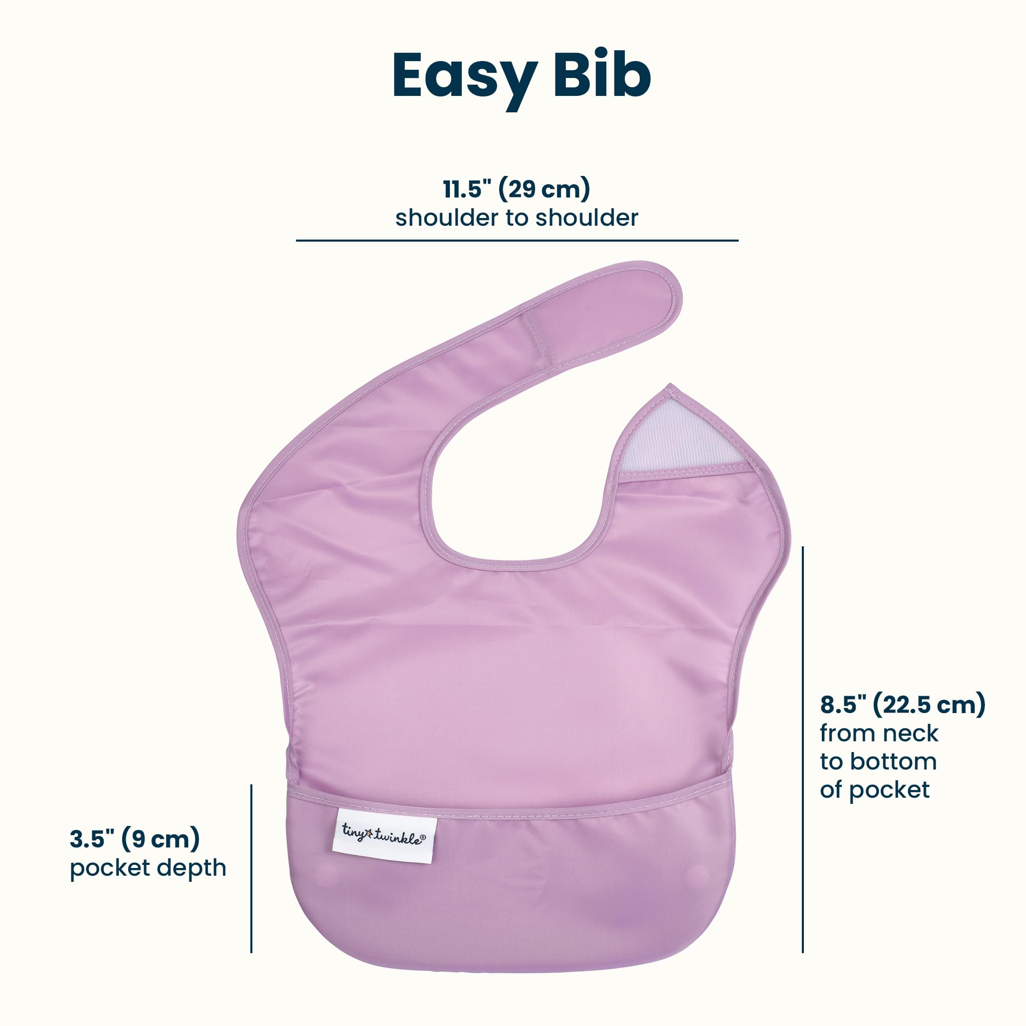 Tiny Twinkle Mess-Proof Baby Bibs for Eating | Waterproof, Wipeable Toddler Bibs with Catch-All Pocket | Feeding Bibs for Girls & Boys(3 Pack,Butterfly)