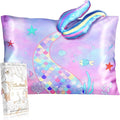 Toddler Pillowcases 13"x18" for Kids - Cute Cartoon Soft Breathable Silk Pillow Cases for Hair and Skin with Hidden Zipper for Girls Fun Kawaii Design for Bedding, Fish Tail