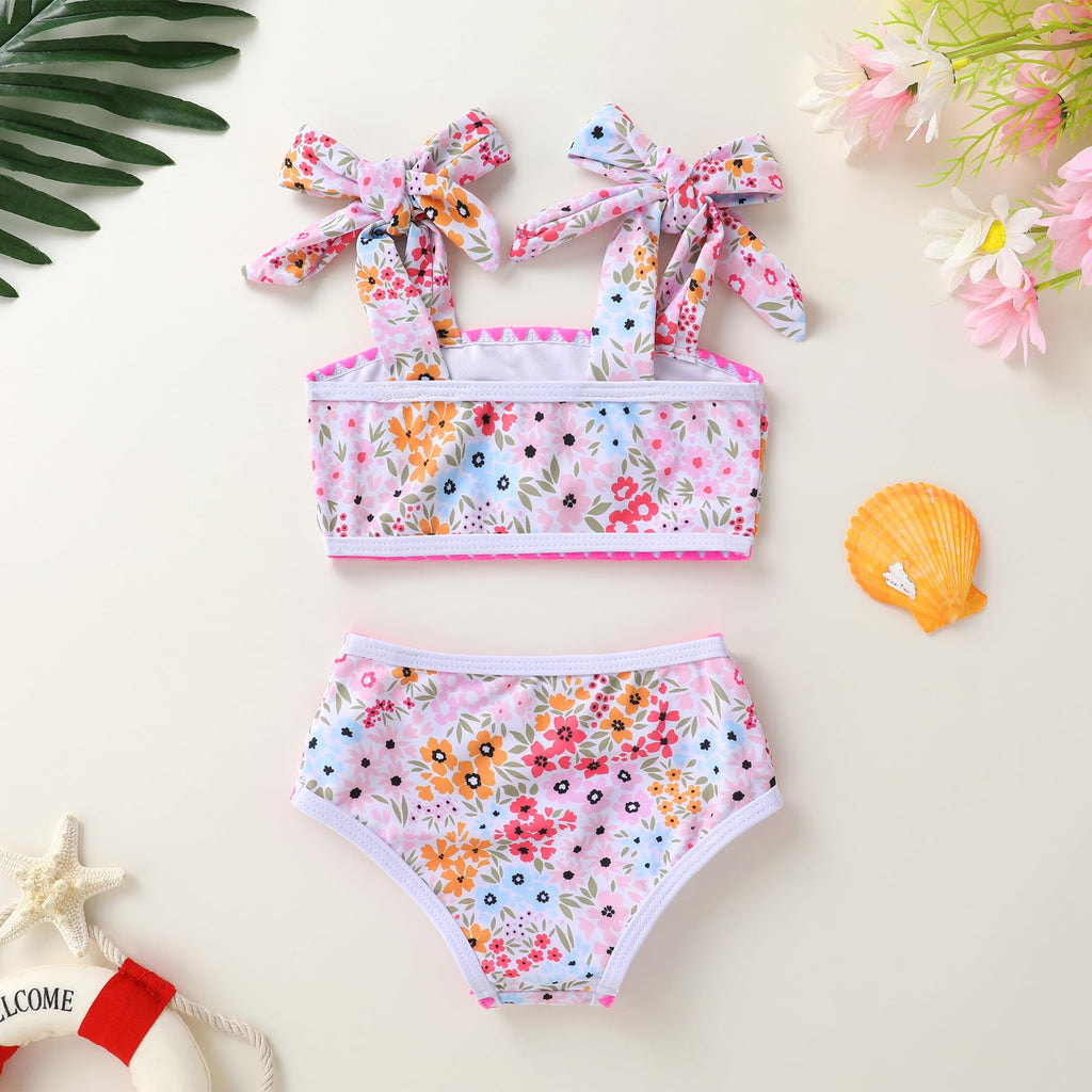 YOUNGER TREE Toddler Girls Two Pieces Swimsuit Color Block Stripe Swimwear Summer Beach Bathing Suit