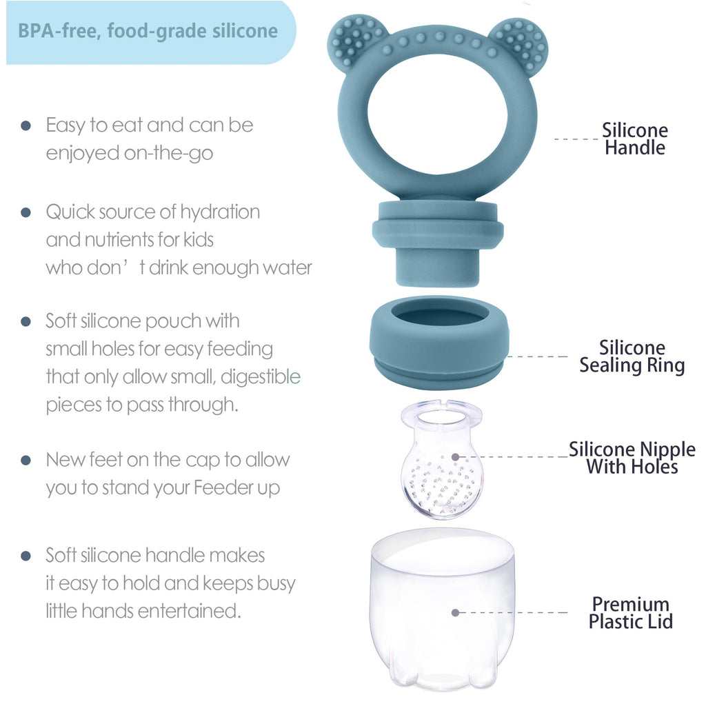 BIGSPINACH Baby Food Feeder Pacifier with Breast Milk Popsicle Teether-Silicone Forage Feeder for Babies-Breastmilk Storage Container and Freezer Tray-Teething Popsicle Molds for Soothing Relief