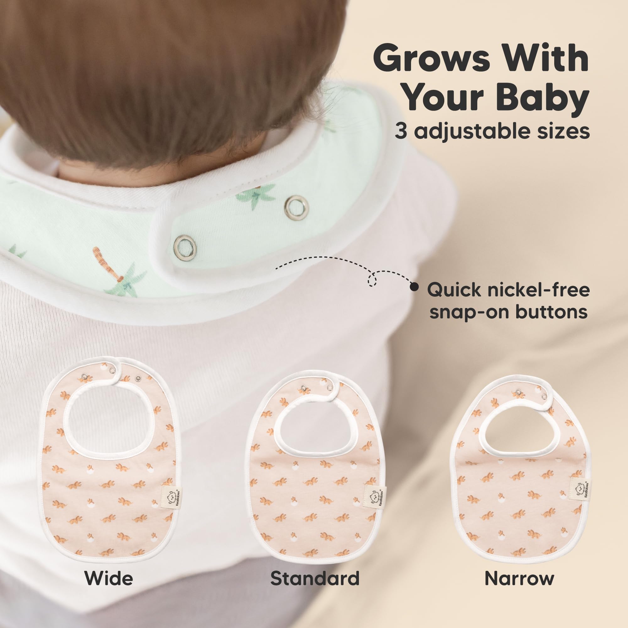 KeaBabies 8-Pack Organic Baby Bibs for Drooling and Teething (Roarsome)