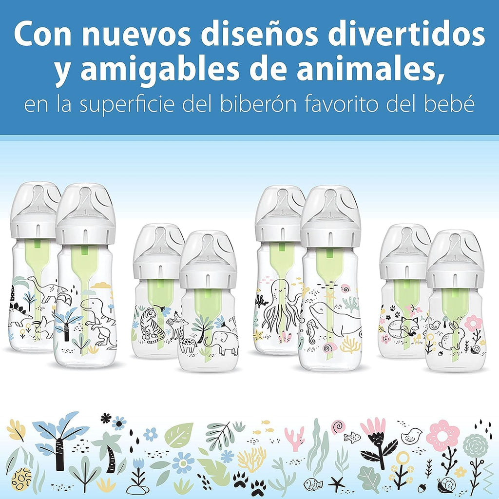 Dr. Brown's Anti-Colic Options+ Wide-Neck Baby Bottles, Ocean, 2-Pack