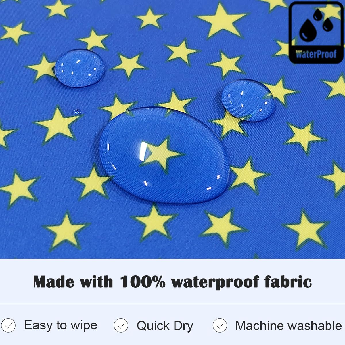 Plie Kids Painting Apron – Waterproof Art Smock for Toddlers & Preschoolers, Messy Play, Baking, Crafts, Cooking, Sensory Activities, Mealtime (Ages 1–10), Blue Star (11-S)
