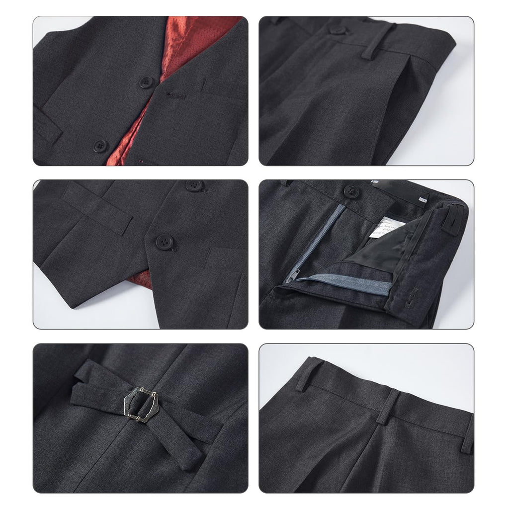 Boys Suit Vest Set Formal Dress Suits Wedding Outfit, Dark Gray, Size 18