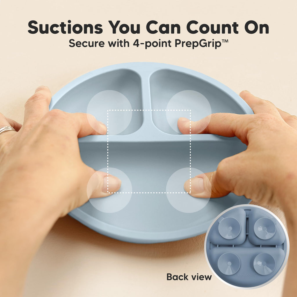 KeaBabies Suction Plates for Baby, Toddler, 3-Pack, 100% Silicone (Alps)