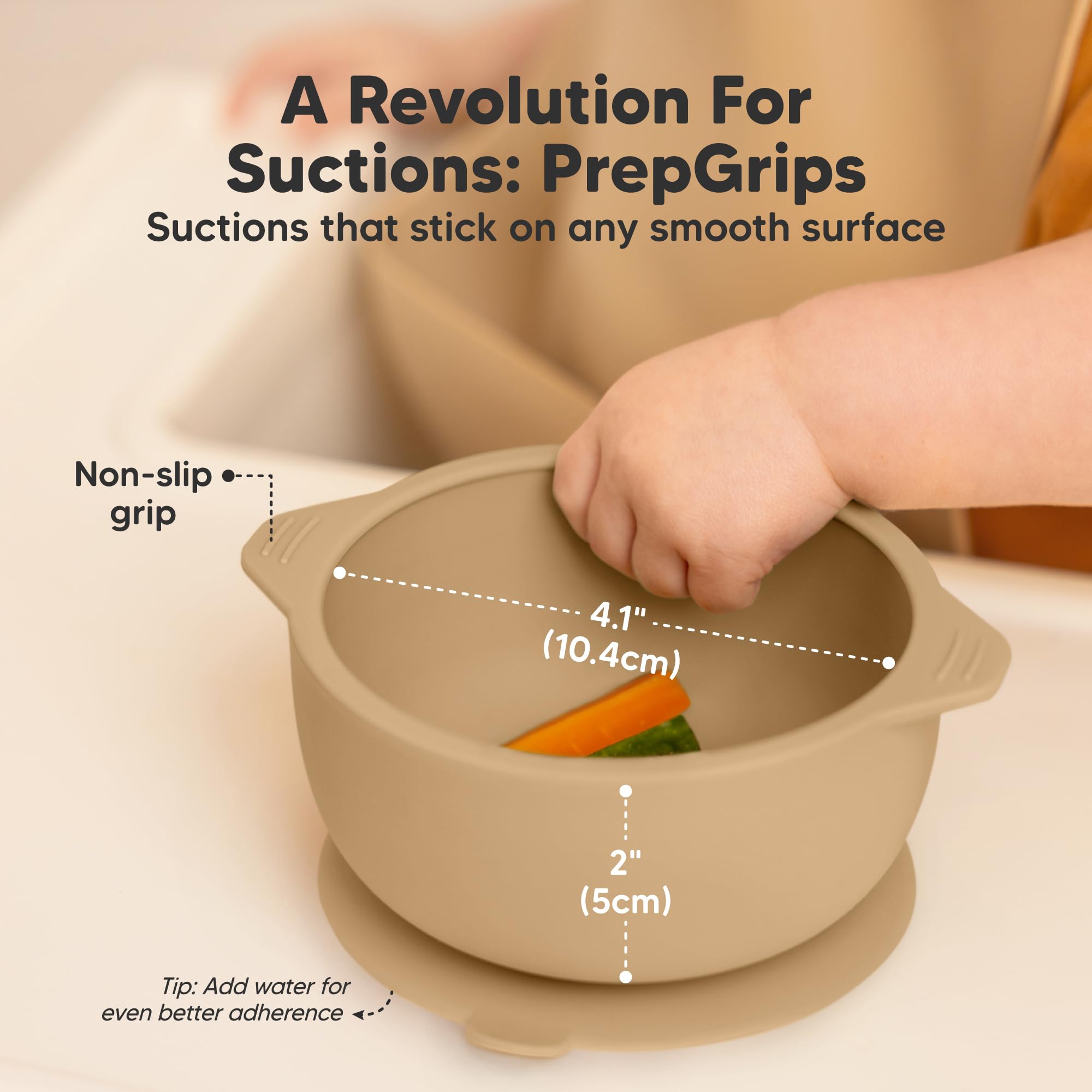 KeaBabies 2-Pack Baby Bowls with Suctions, Lids, Silicone (Terracotta)