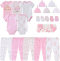 Newborn Layette Gift Set Bodysuits Pants for Baby Girl and Boy 24 Piece 100% Cotton Essentials and Accessories
