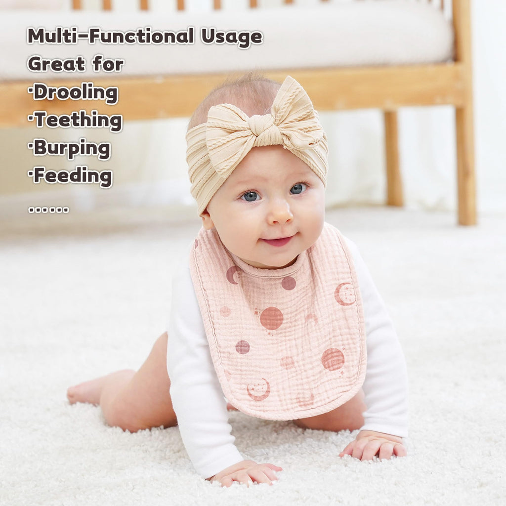 Susurration Muslin Baby Bibs 8 Pack Baby Bandana Drool Bibs,Soft Cotton Drooling and Teething Bibs for Baby Girl & Boy, Soft Square Adjustable Baby Drooling Bibs for Toddler, Newborn,0-36 Months