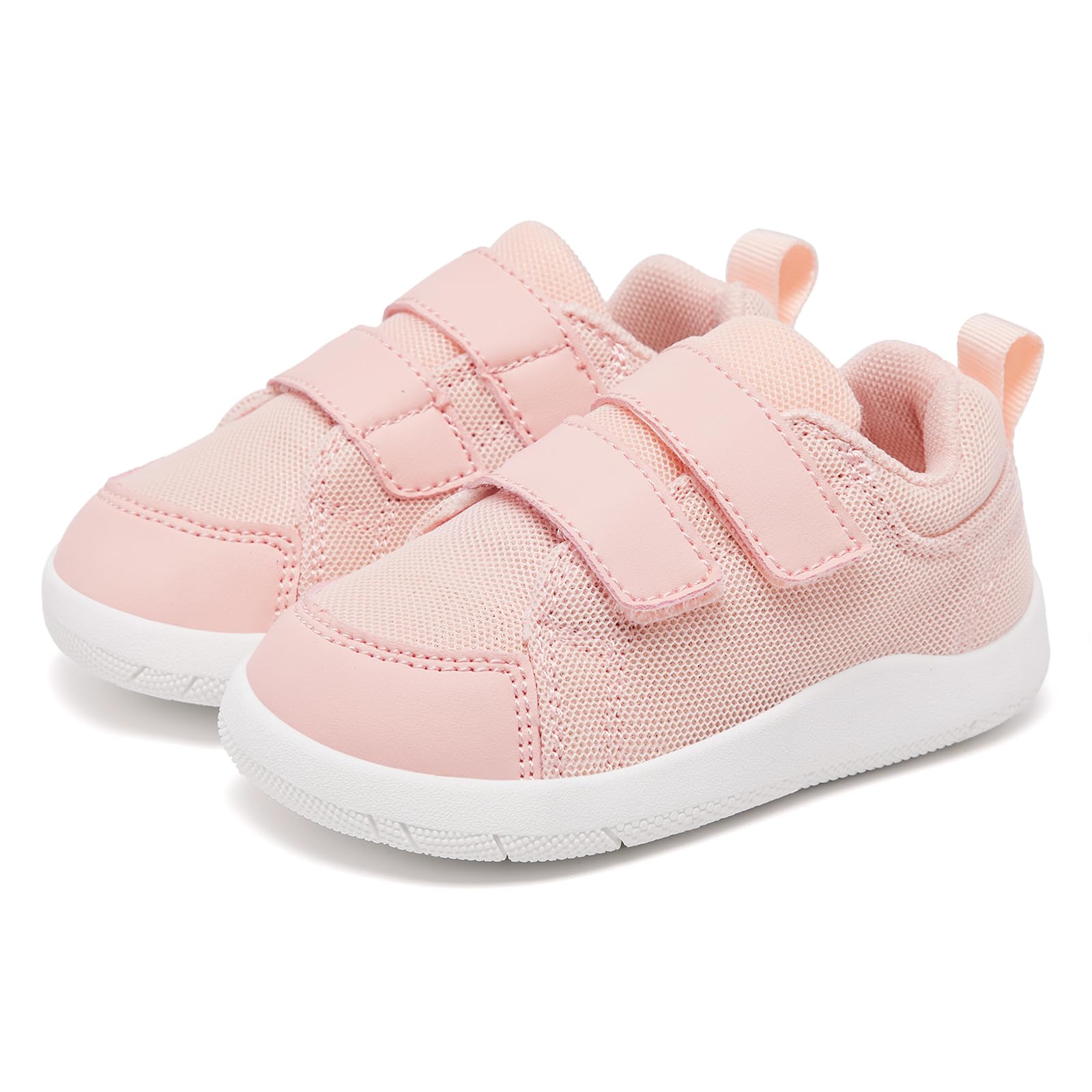 MORENDL Toddler Girl Shoes Baby Wide Toe Box Barefoot Shoes Girls Walking Shoes Non-Slip Minimalist Sneakers Comfort Zero Drop Tennis Outdoor Activities Pink Mesh Size 7
