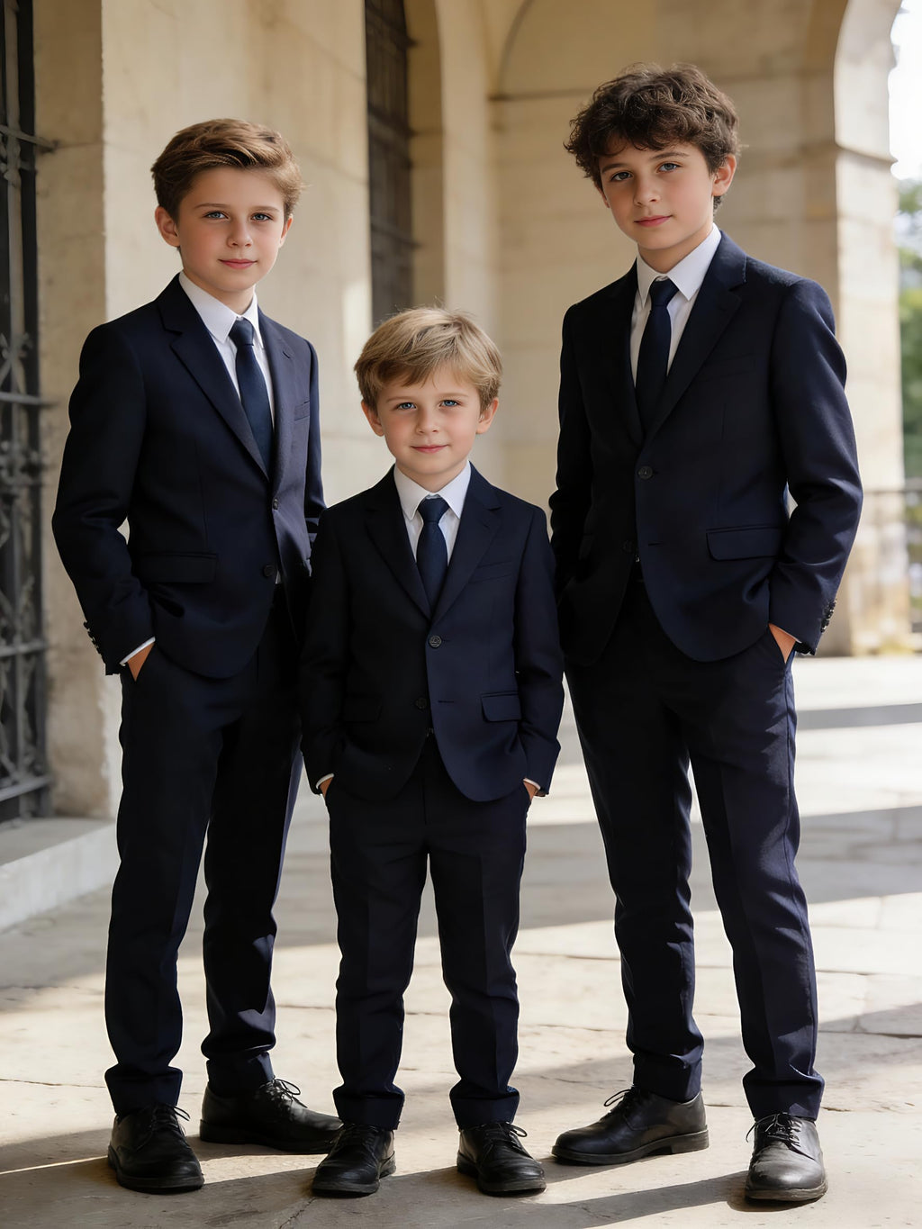 YuanLu Boys Tuxedo Kids Slim Fit Dress Outfit Navy Blue Youth Suit Size 10
