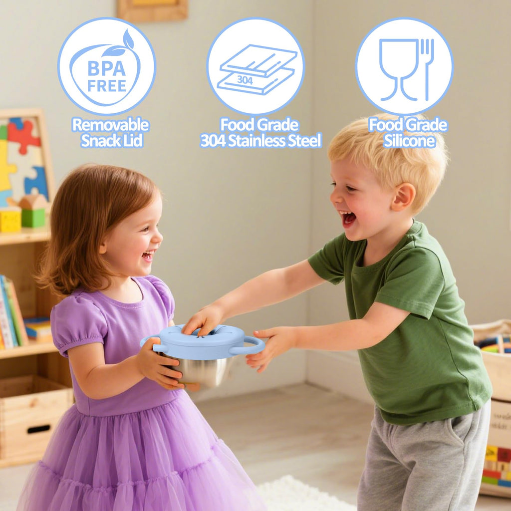 BUSOHA 2 Pack 9 oz Spill Proof Stainless Steel Toddler Snack Cups
