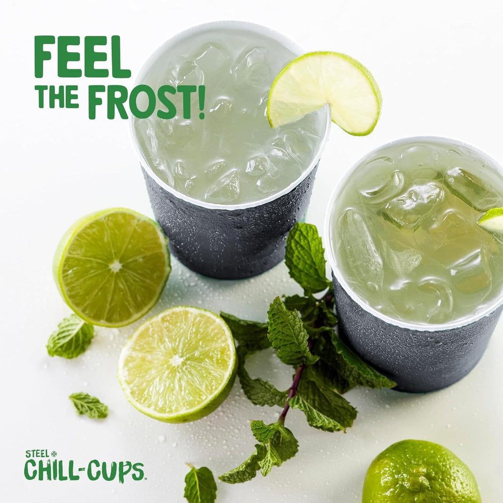 Steel Chill Cups 16 oz. Durable & Reusable Party Cups, Gray, 180 Count
