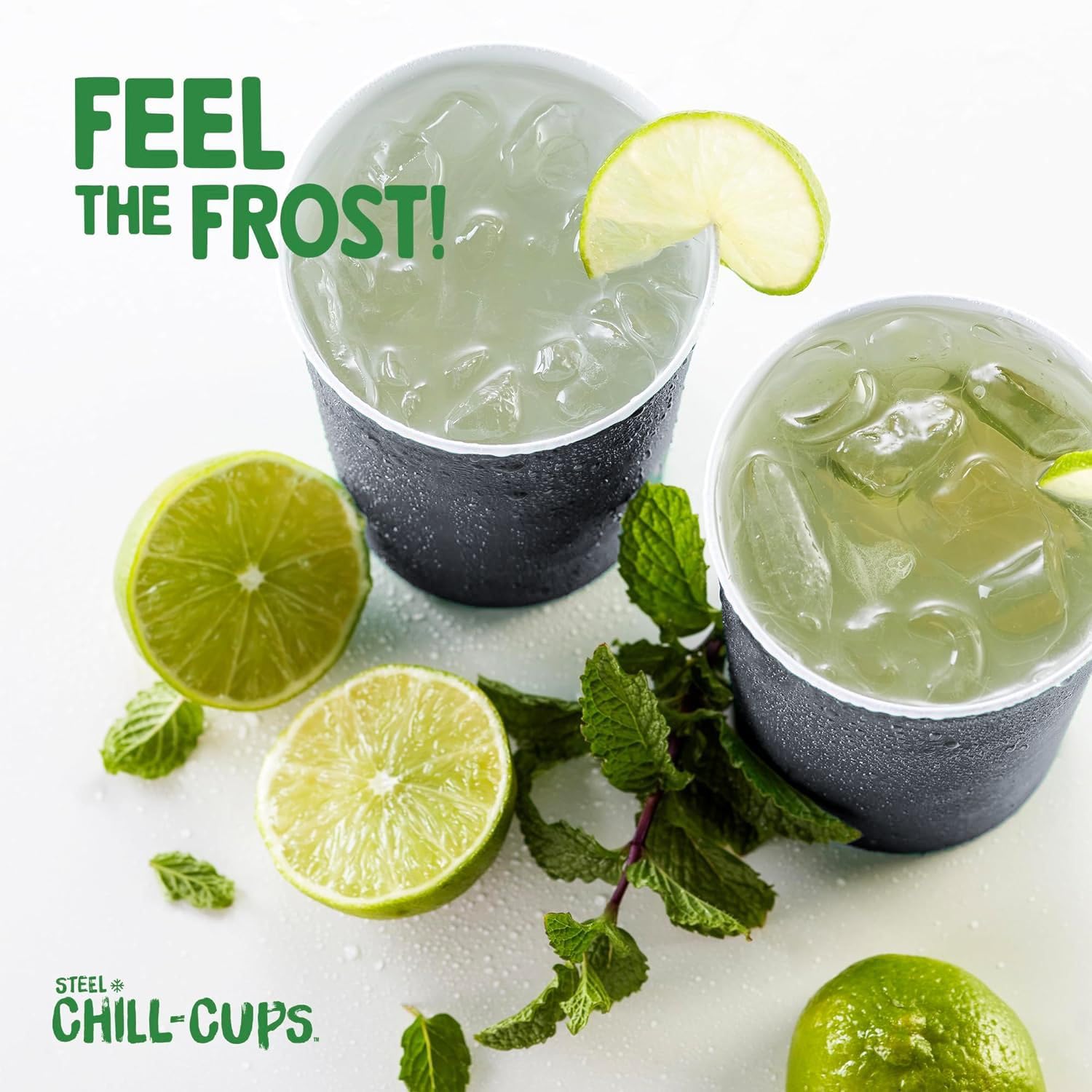 Steel Chill Cups 16 oz. Durable & Reusable Party Cups, Gray, 180 Count