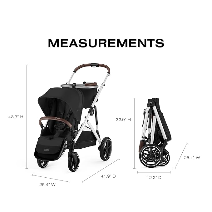 Cybex Gazelle S All-in-One Toddler and Baby Stroller with Over 20 Modular Configurations, Ergonomic Near-Flat Recline, Shopper Basket, and Compact Fold, Moon Black, Silver Frame