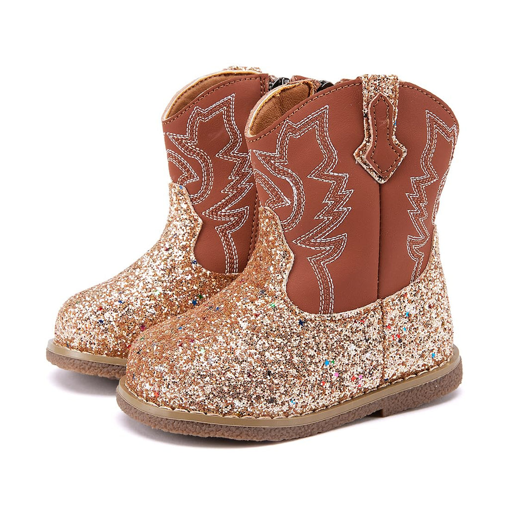 BMCiTYBM Baby Cowboy Boots Infant Cowgirl Western Shoes Brown 12-18 Months