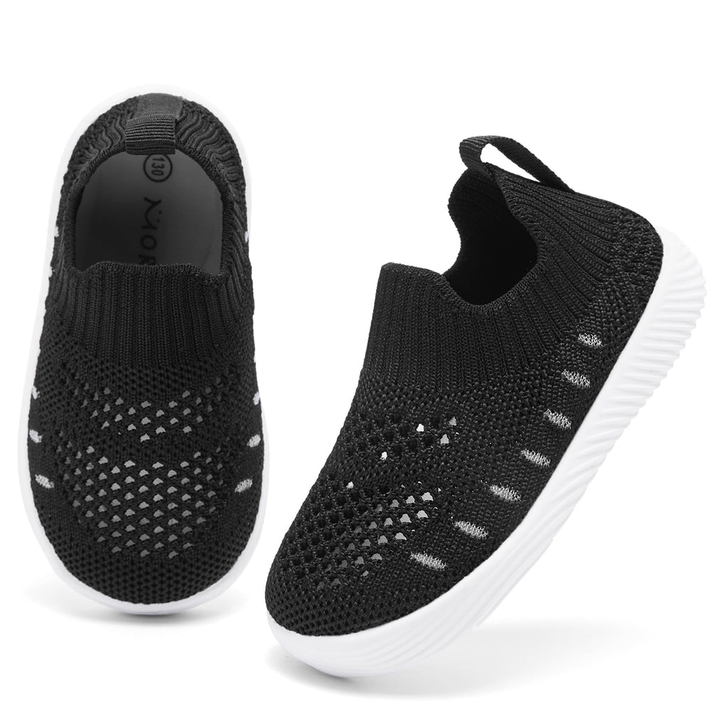 MORENDL Toddler Shoes Baby Walking Sock Shoes Non-Slip Breathable Boys & Girls Sneakers Infant Tennis Shoe Mesh Black 9-12 Months