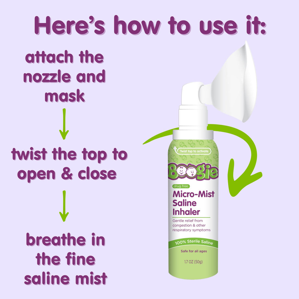 Boogie Micro-Mist Saline Inhaler, Unscented - 1.7 oz