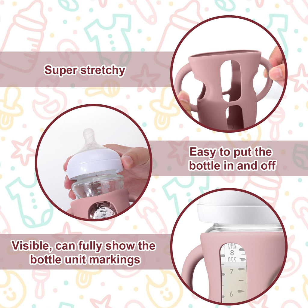 Juome Silicone Sleeves with Handle for Avent Natural Glass Baby Bottles 8oz