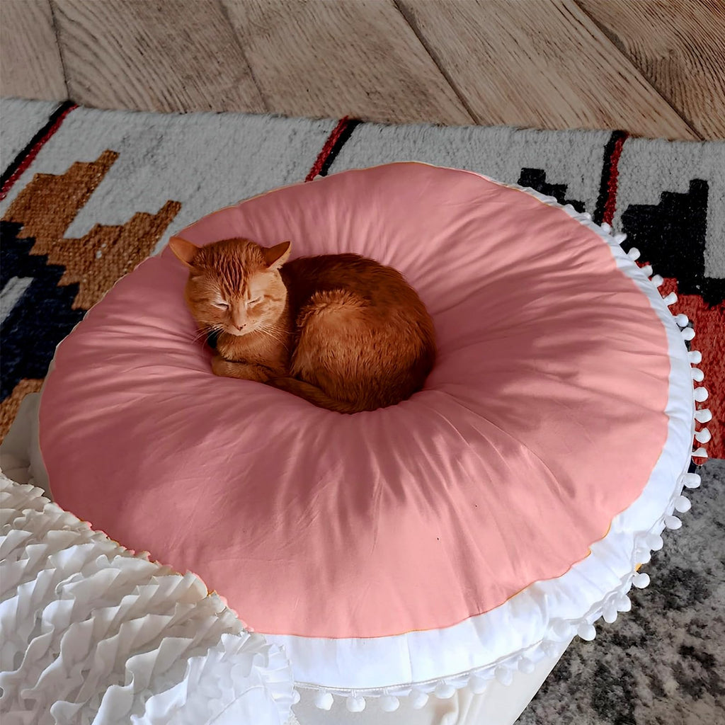Kishome Large Floor Pillow Kids Round Floor Cushion Seating Pink