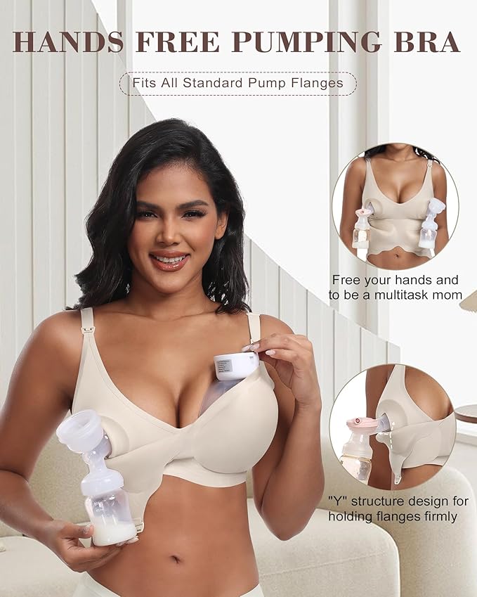 As Fairy Wireless Seamless Pumping Bra Hands Free Nursing Bra Wirefree Comfort Wearable Breast Pump Brass