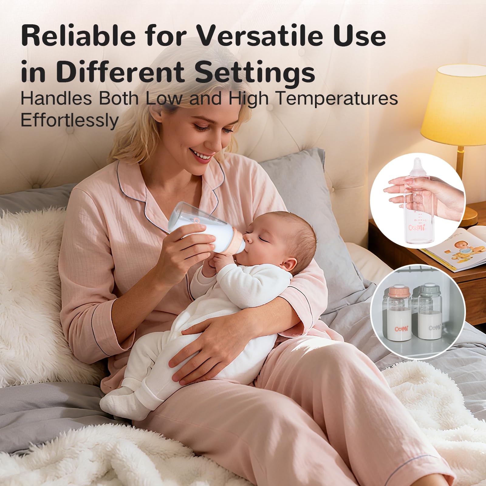COMI Natural Glass Baby Bottle,Standard Neck Breastmilk Storage Bottle for Fridge,Breast Milk Container,Breast Pump Bottle Compatible with Medela Breast Pump,BPA Free,6PCS (5oz,3 Gray+3 Pink)