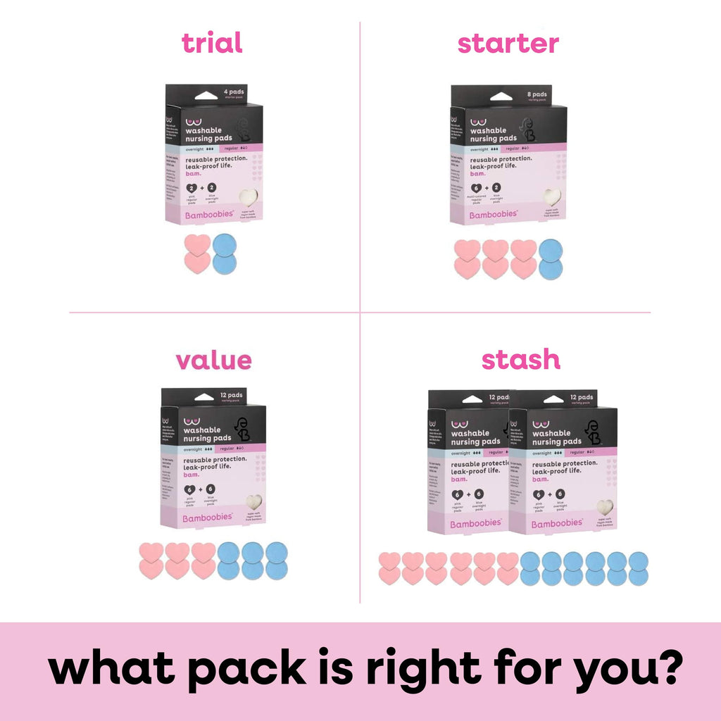 Bamboobies Nursing Pads for Breastfeeding, 6 Ultra Thin and 2 Overnight