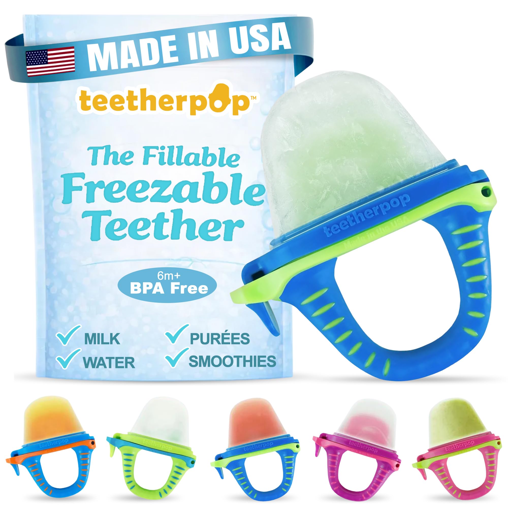 Fillable Freezer Teethers for Babies – Made in USA Teething Pacifier