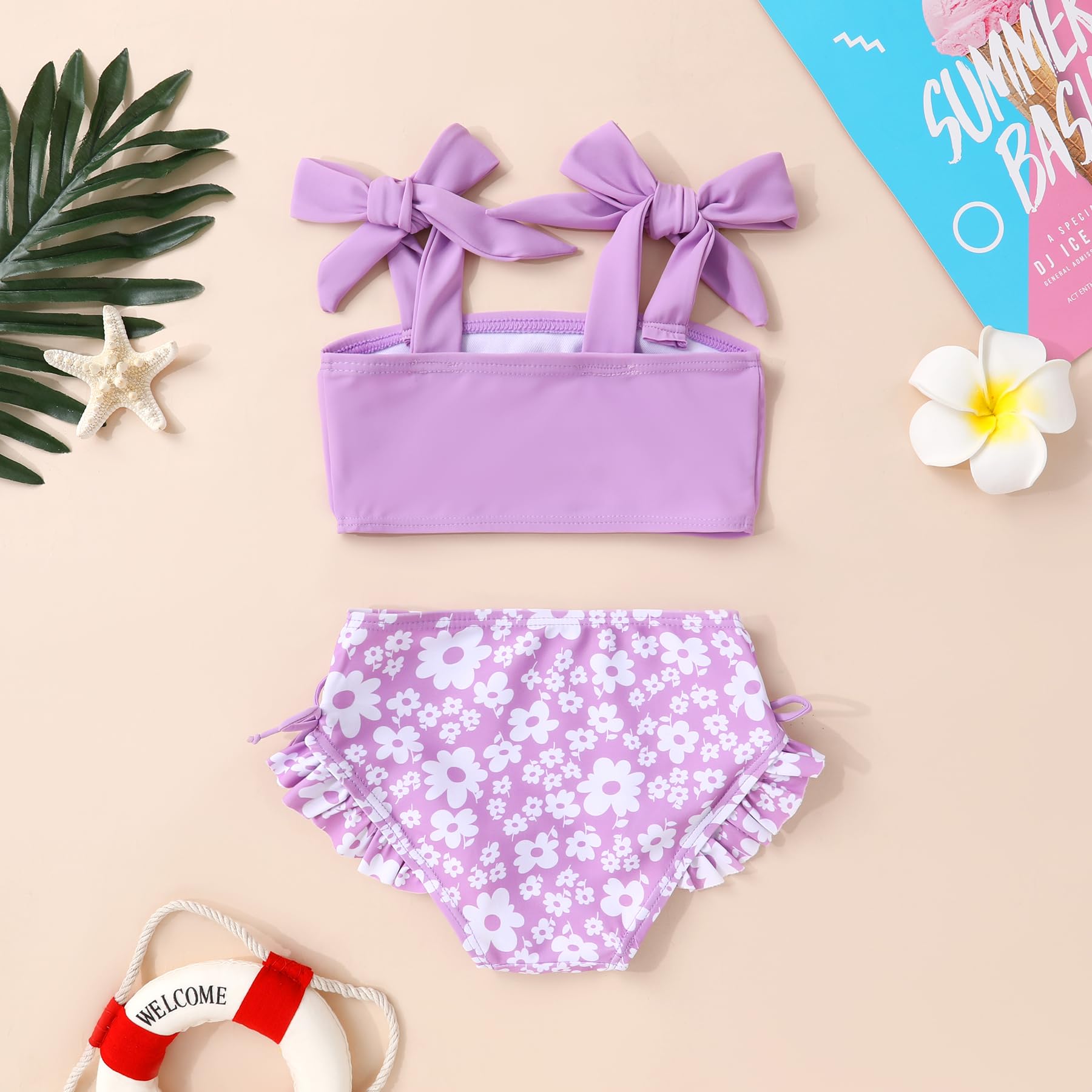 MAMAMI Toddler Swimsuit Girl Color Block Stripe Two Pieces Swimwear Baby Girl Summer Beach Bathing Suits