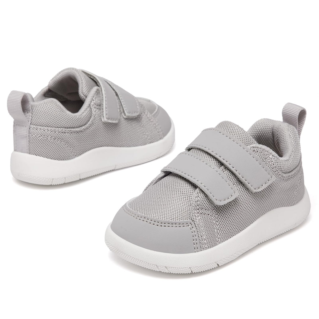 MORENDL Toddler Shoes Baby Wide Toe Box Barefoot Shoes Boy Girl Walking Shoes Non-Slip Minimalist Sneakers Comfort Zero Drop Tennis Outdoor Activities LightGrey Mesh 15-18 Months
