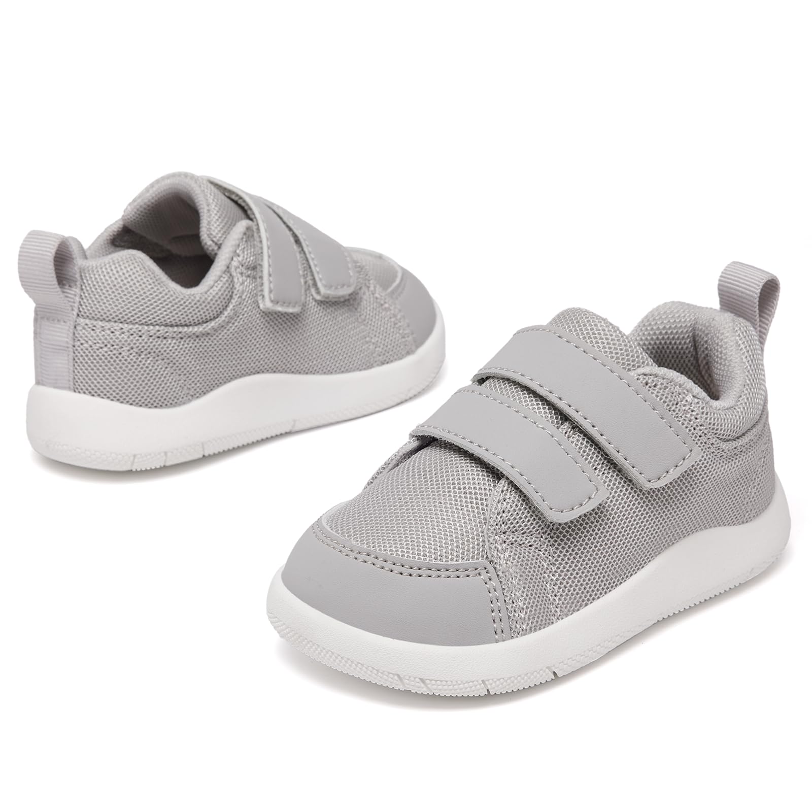MORENDL Toddler Shoes Baby Wide Toe Box Barefoot Shoes Boy Girl Walking Shoes Non-Slip Minimalist Sneakers Comfort Zero Drop Tennis Outdoor Activities LightGrey Mesh 15-18 Months