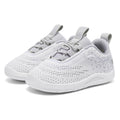 MORENDL Toddler Sneakers - Boys & Girls Breathable Running Shoes, Non-Slip, Slip On Walking Shoes - White, Grey - Size 6 (15-18 Months)