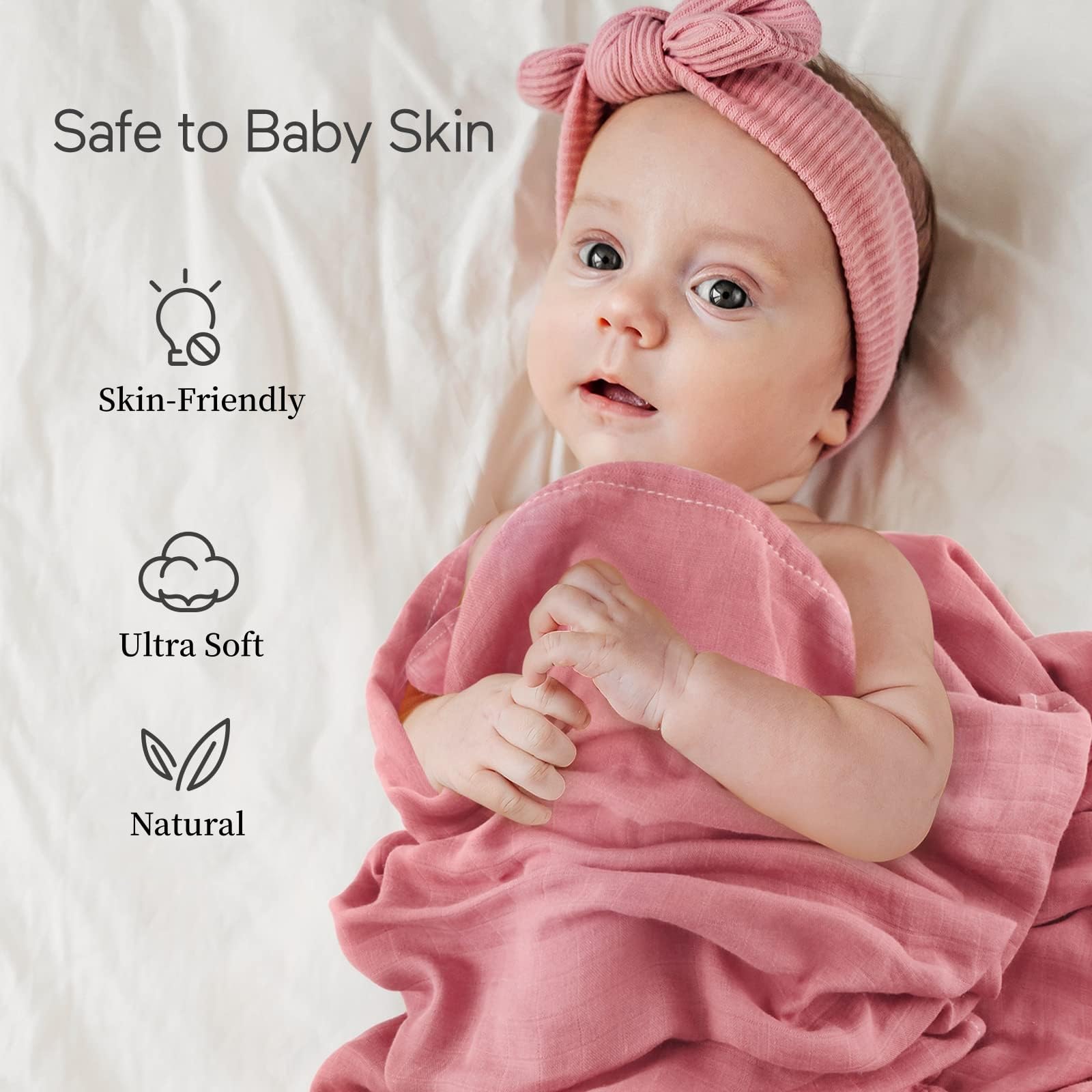 Momcozy Muslin Swaddle Blankets, 4-Pack, Large 47"x47", Breathable