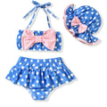 3 0-6 Months Infant Baby Girls Swimsuit Polka Dot Bikini Two Pieces Bathing Suit Swimwear Summer Swimming Beach Set Blue