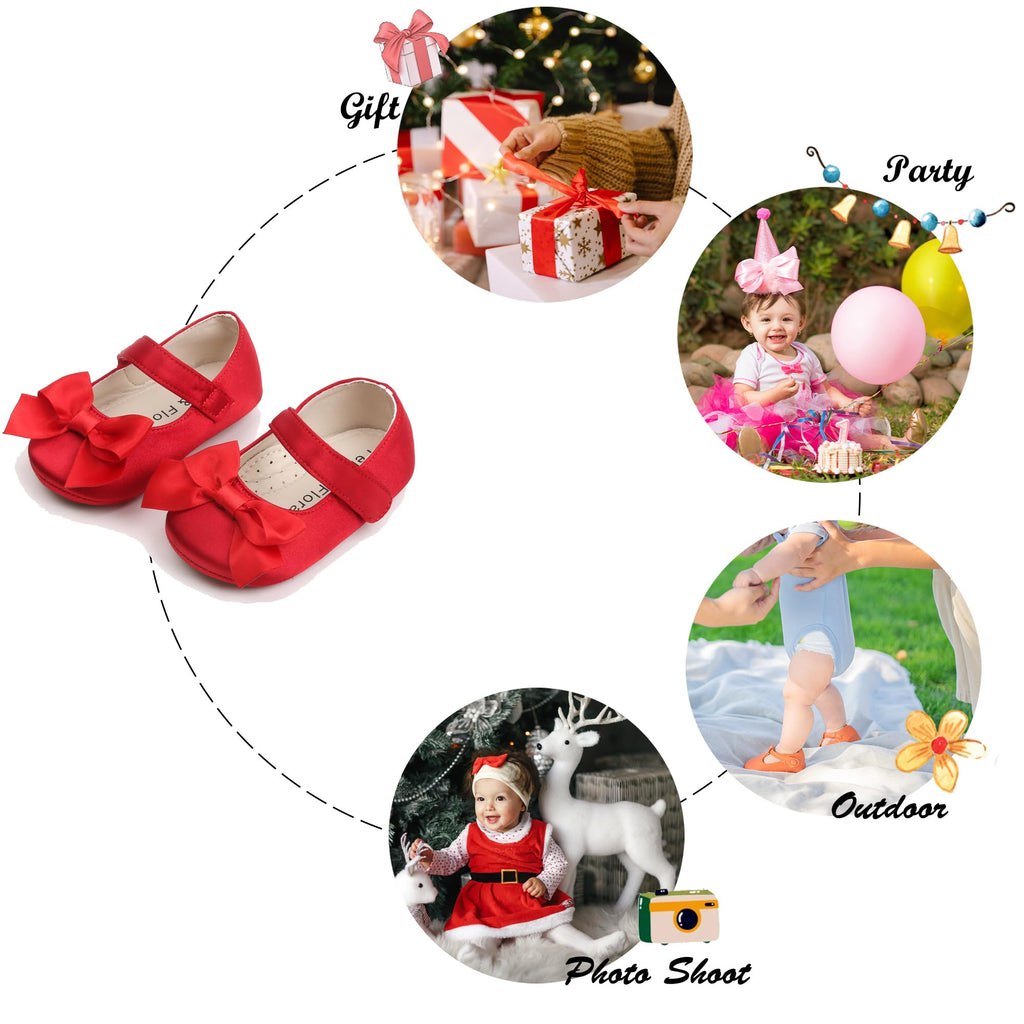 Felix & Flora Soft Sole Leather Baby Shoes - Infant Baby Walking Shoes Moccasinss Rubber Sole Crib Shoes(Red,2.5-3 Years Toddler)