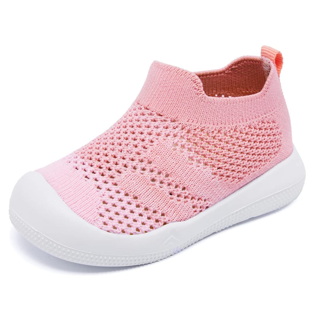 Baby Shoes Girls Boys Baby Sock Shoes with Non Slip Soft Rubber Sole Infant First Walking Sneaker Toddler Slipper Lightweight 15-18 Months Gradient Pink