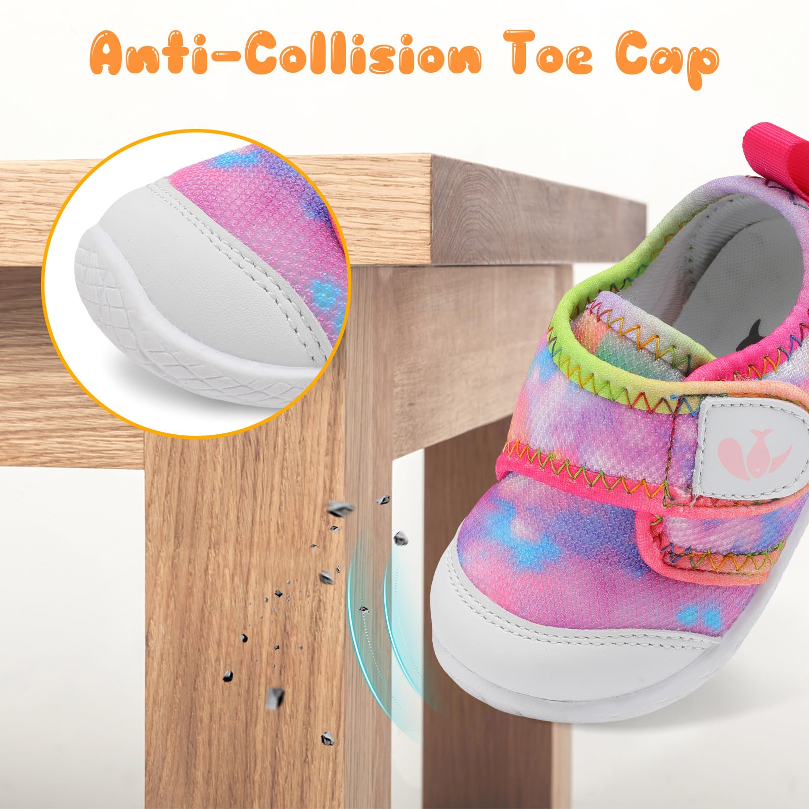 FEETCITY Baby Shoes Infant Crib Shoes Boys Girls First Walking Shoes Breathable Lightweight Slip On Shoes Colorful
