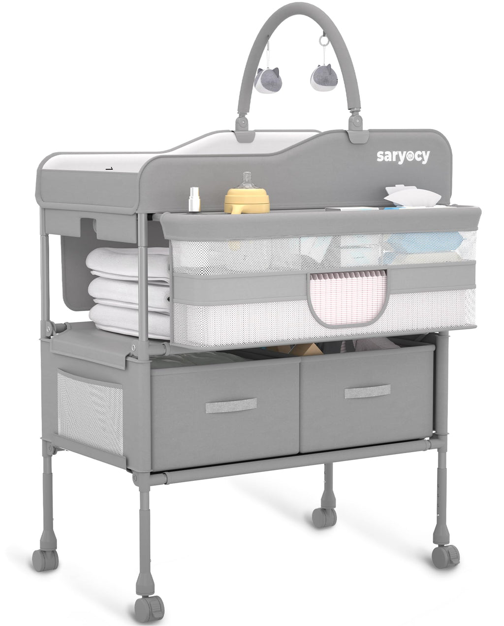 Saryocy Baby Changing Table, Mobile Folding Diaper Changing Station
