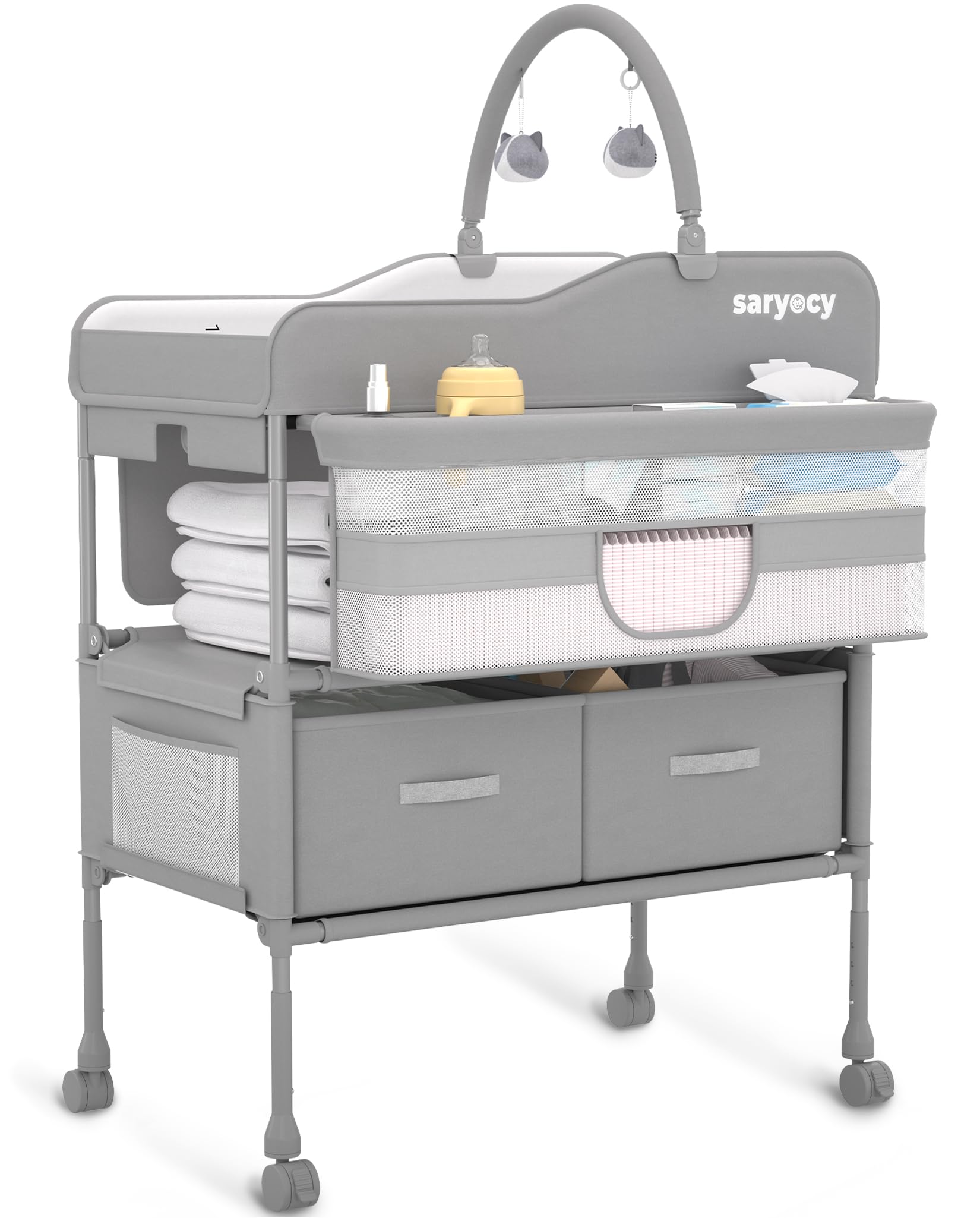 Saryocy Baby Changing Table, Mobile Folding Diaper Changing Station