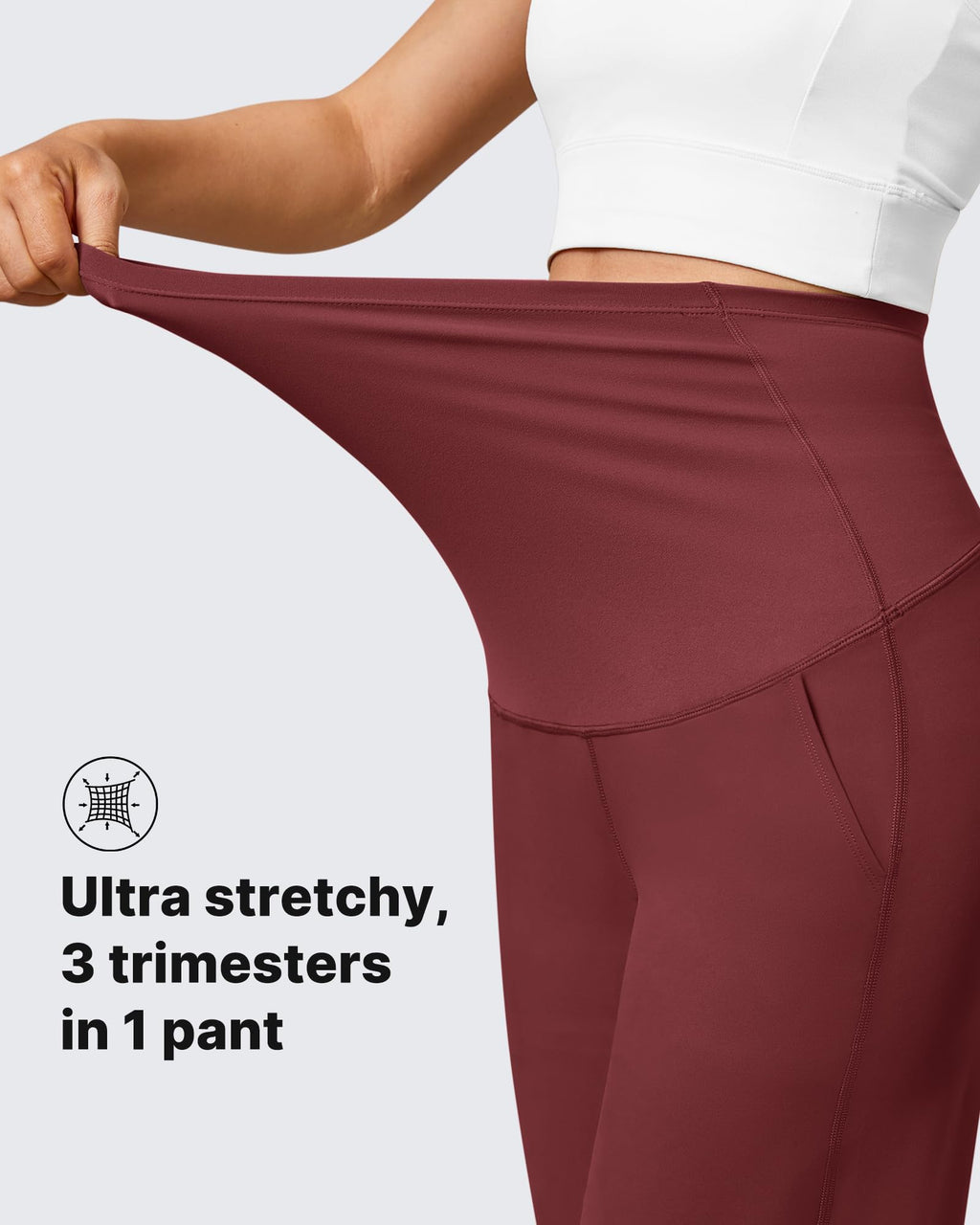 G4Free Maternity Lounge Pants Yoga Wide Leg,Dark Burgundy,XXL,Petite