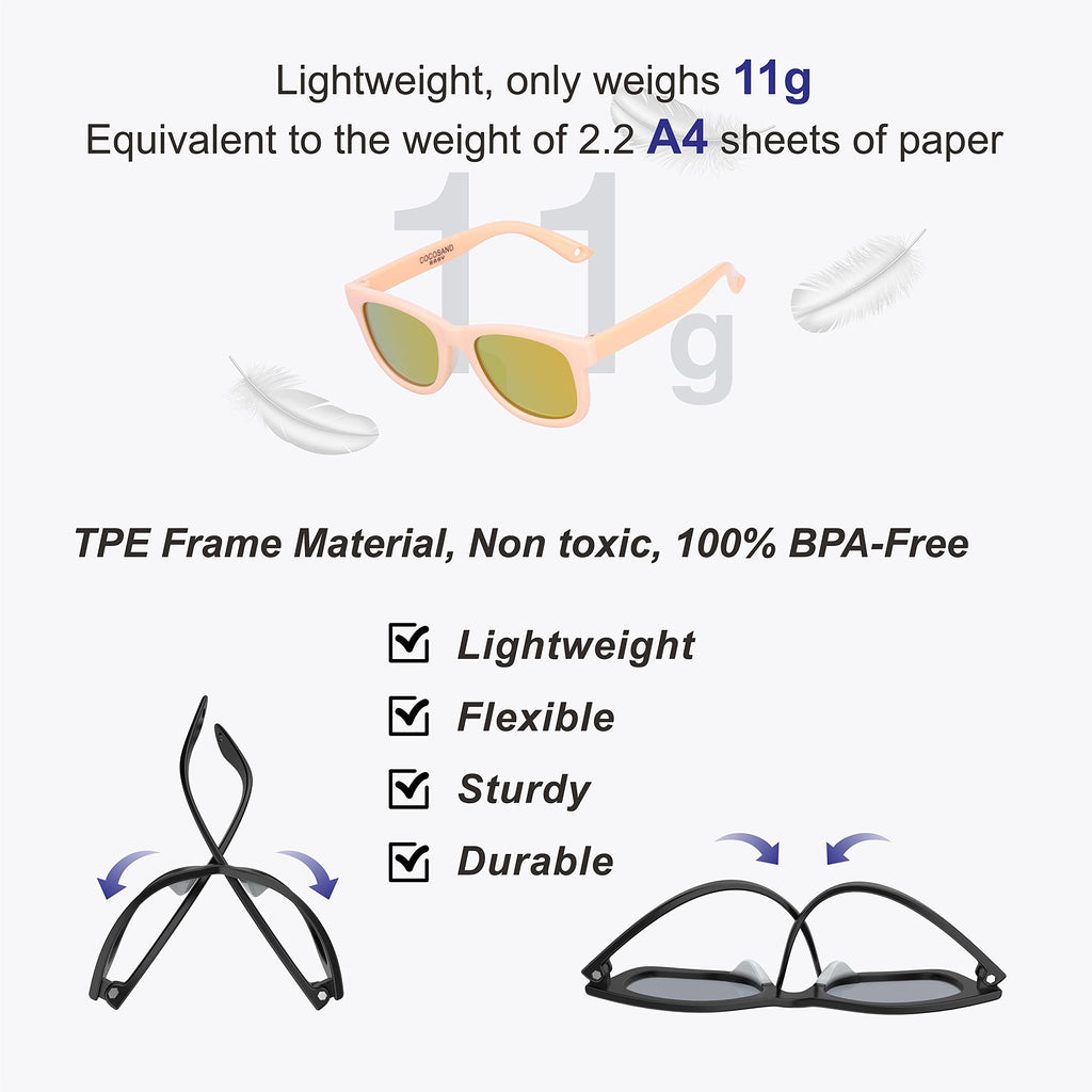 COCOSAND Flexible Polarized Baby Sunglasses with Strap & Silicone Nose Pads