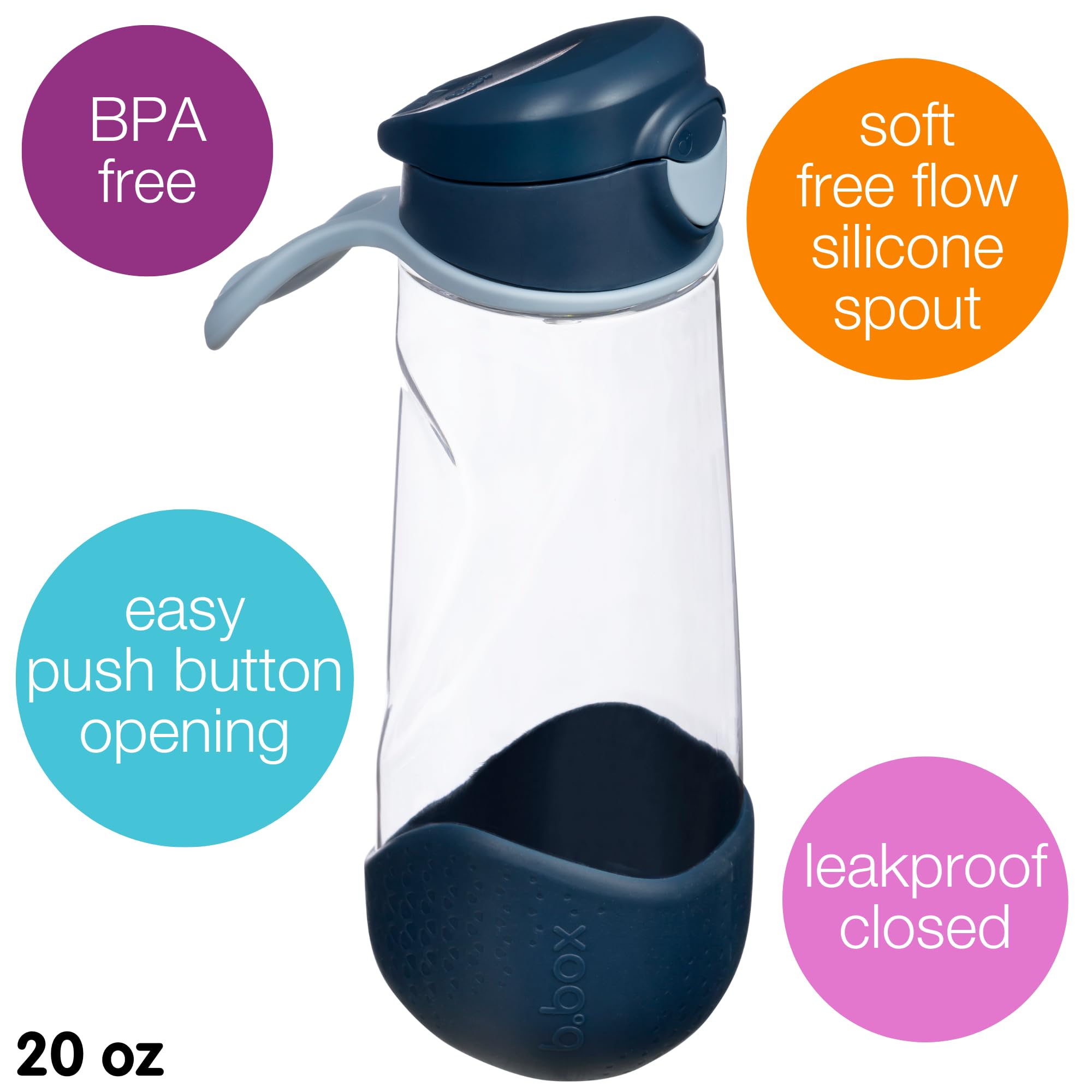 b.box Sport Spout Kids Water Bottle for School, Travel, Daycare, 20 oz