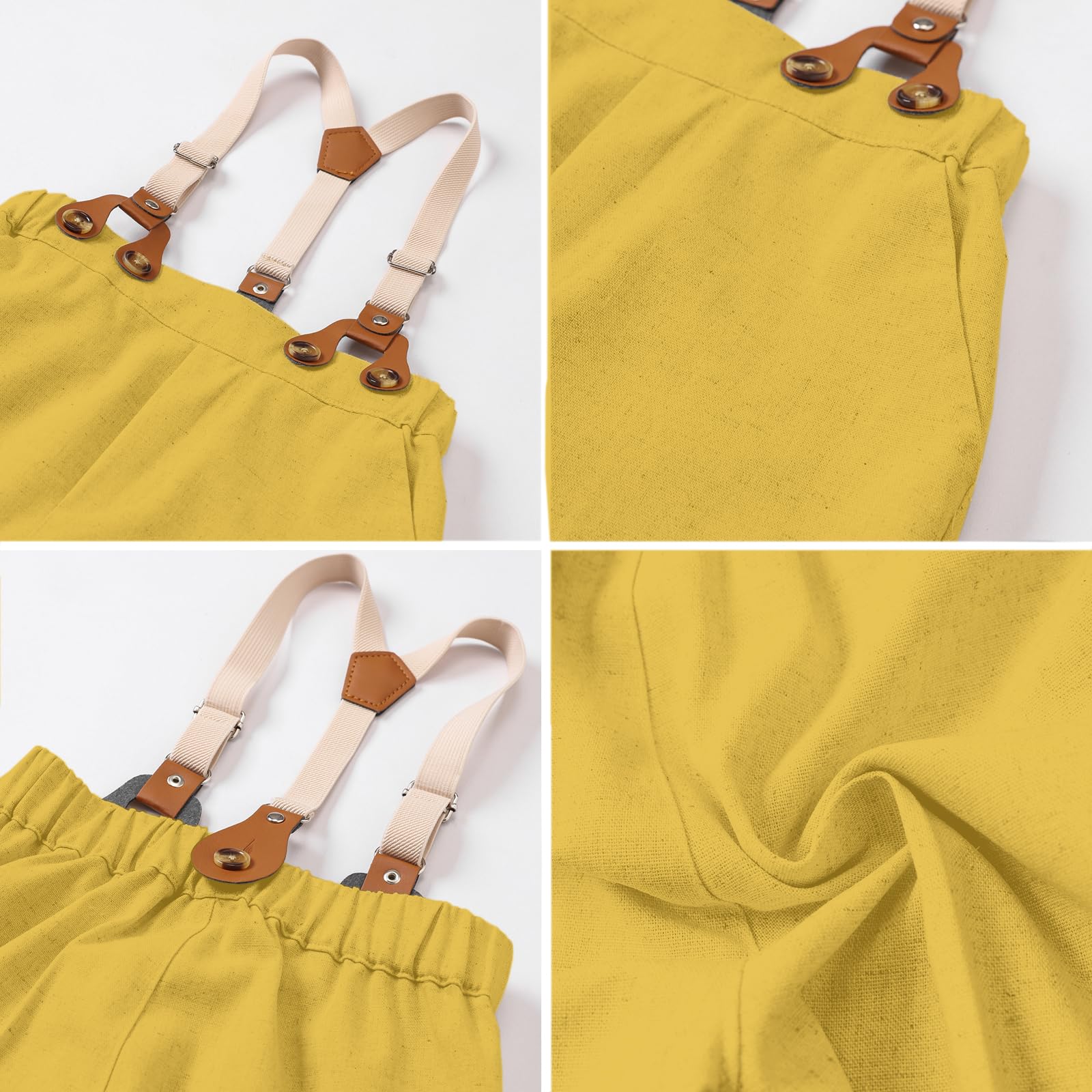 SANGTREE Boys Cotton Linen Formal Suit Yellow Lemon 3-4T=Tag 120