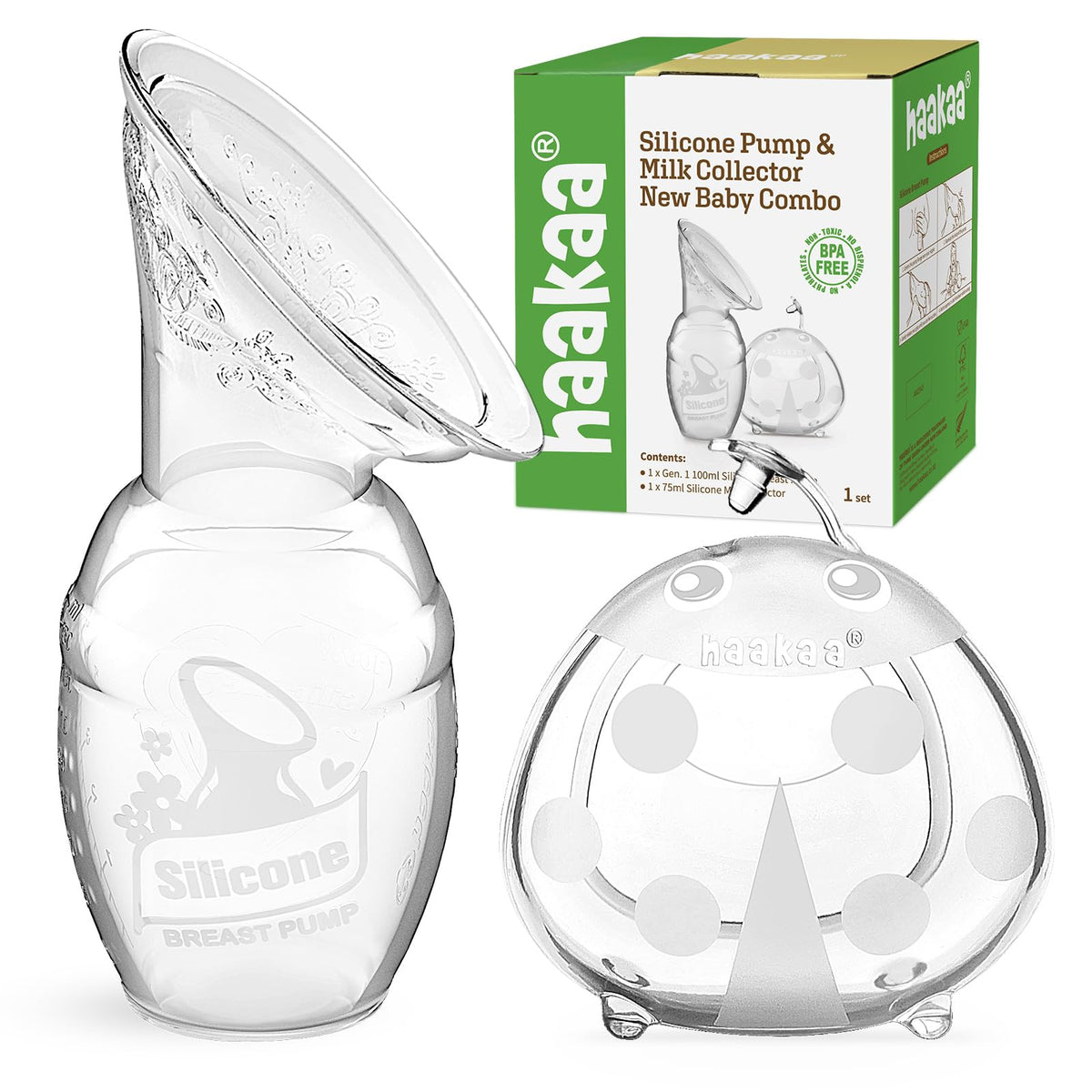 haakaa Manual Breast Pump 4oz/100ml & Ladybug Milk Collector 2.5oz/75ml Set